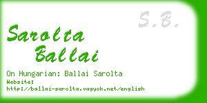 sarolta ballai business card